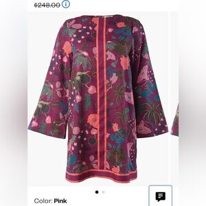 CELINA MOON Purple Floral Long-Sleeve Shift Dress with Pink & Green Accents